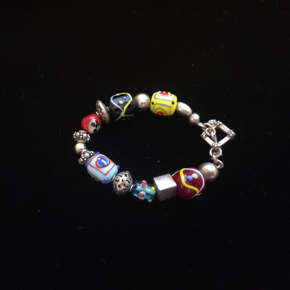 Silpada B0871 Lampwork Glass Bead Bracelet Sterling Silver Toggle